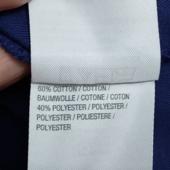 Quacker Factory | Cotton Knit  Bell Sleeve Pearl Trim Pull On Top Blue | Size L - Picture 9 of 9